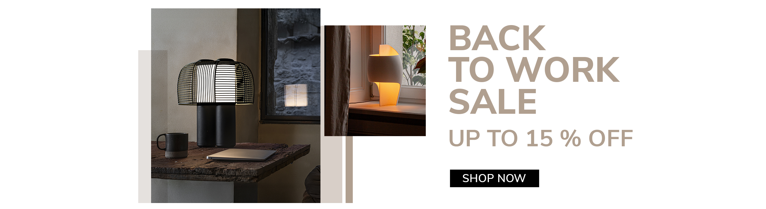 Black table lamp in dark interior