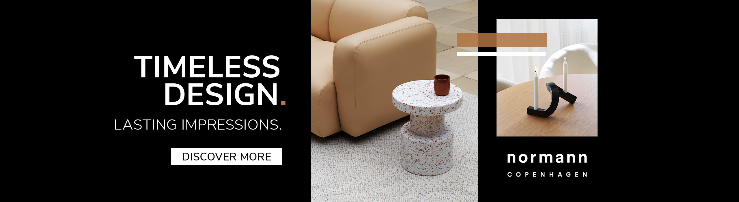 Modern designer table lamp with gold stem and white shade displayed on natural stone, promoting Black November sale with up to 40% off and text ‘First Black Deals’.